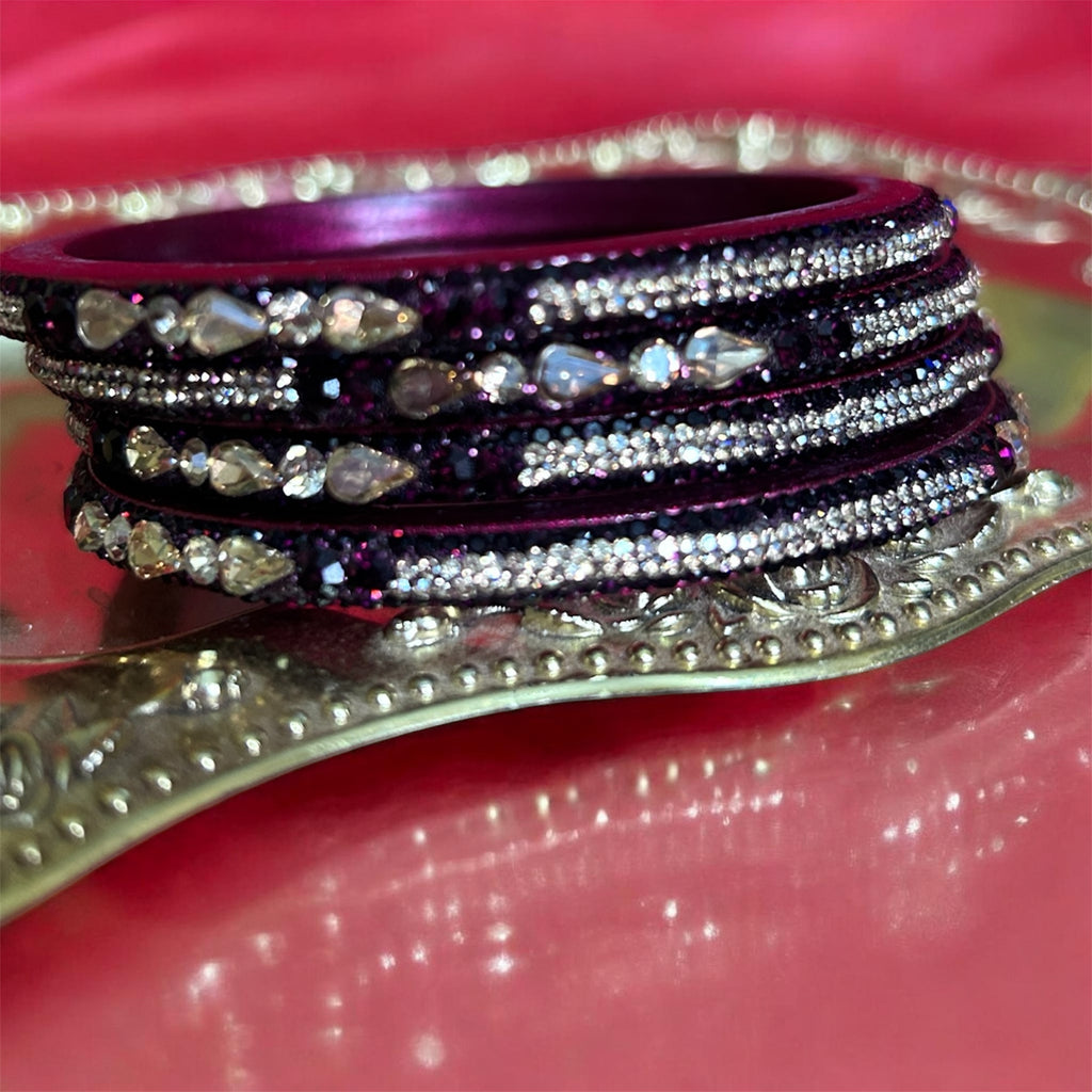 Designer Wine Purple Lah Bangles Set