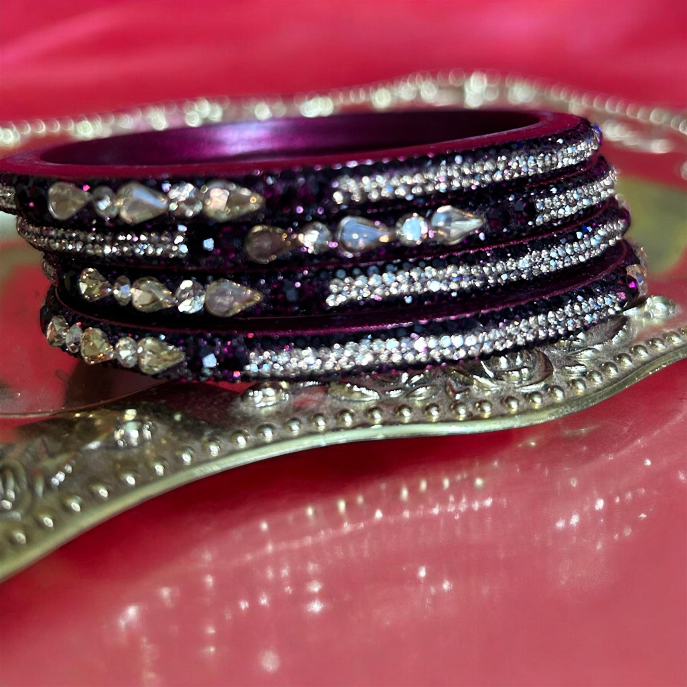 Designer Wine Purple Lah Bangles Set