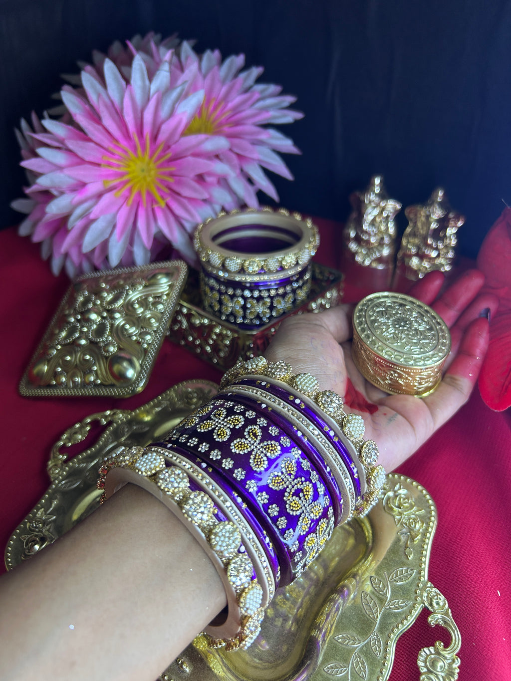 Royal Purple & Gold Designer Bangle Set