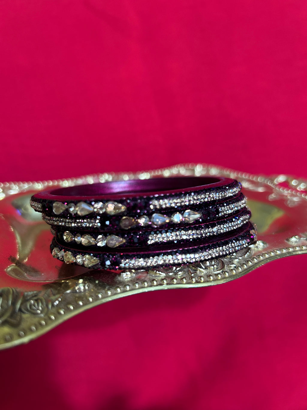Designer Wine Purple Lah Bangles Set