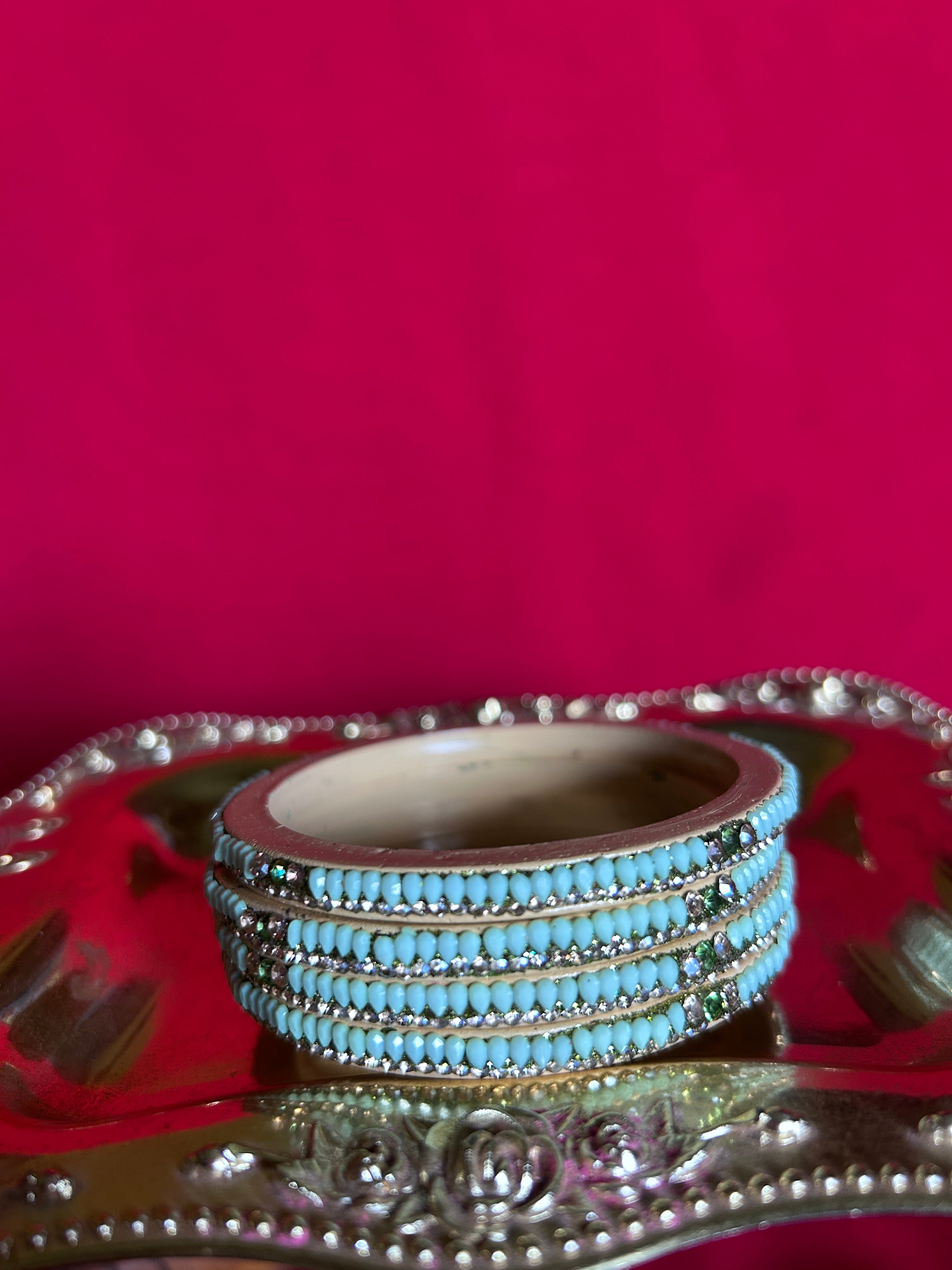 Designer Pastel Blue Lah Bangles Set