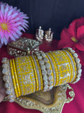 Festive Yellow & Gold Ornate Bangle Set