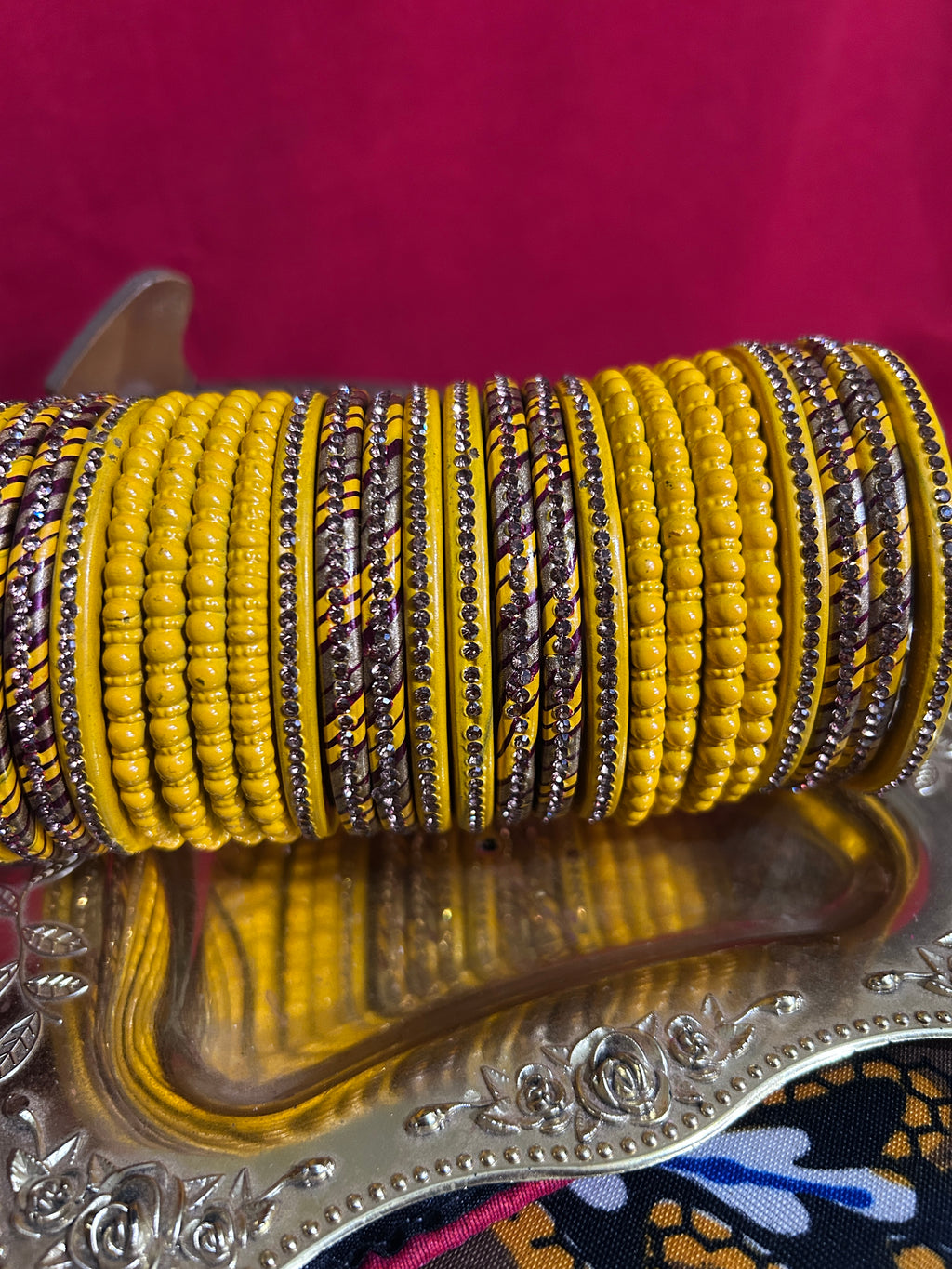 Designer Yellow Lah Bangles Set