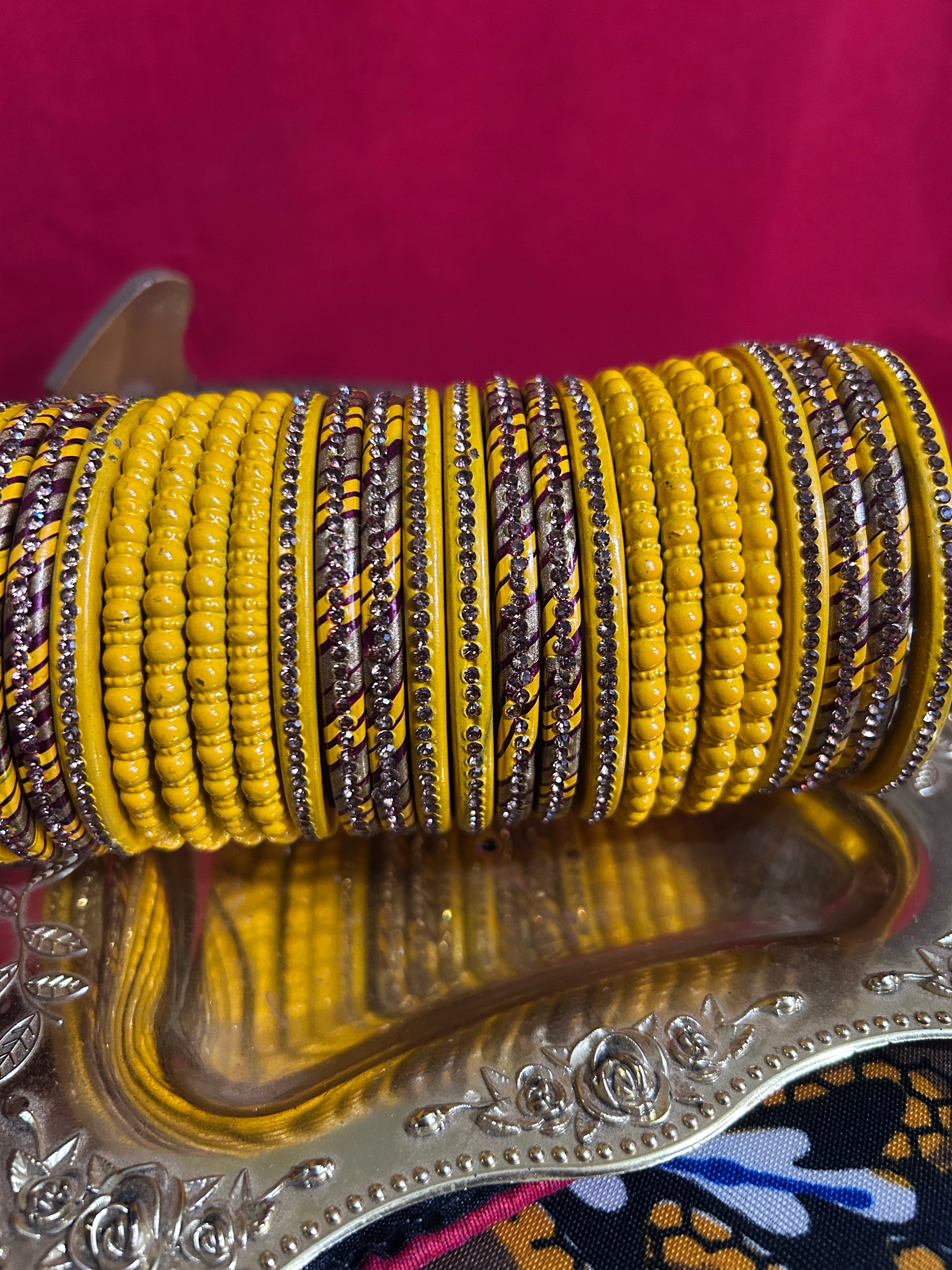 Designer Yellow Lah Bangles Set
