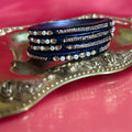 Designer Navy Blue Lah Bangles Set - Pearl & Gold Accents