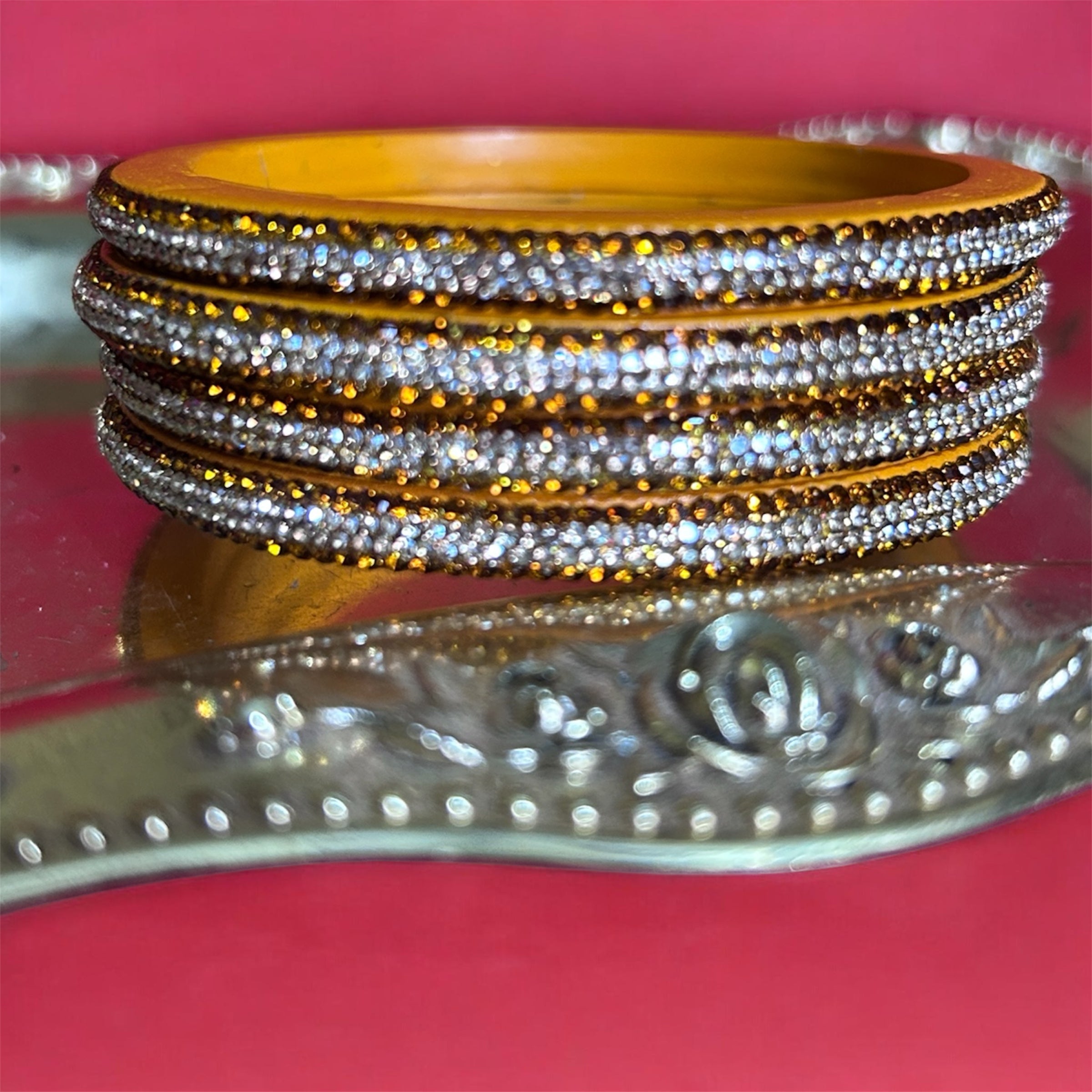 Designer Yellow Lah Bangles Set