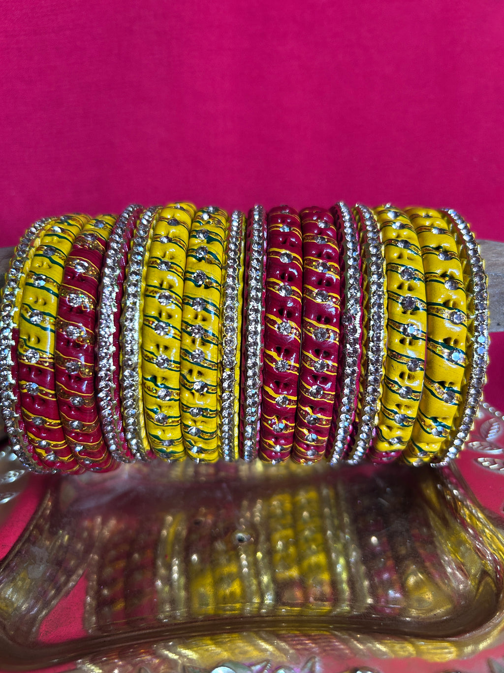 Royal Red & Yellow Designer Bangles Set