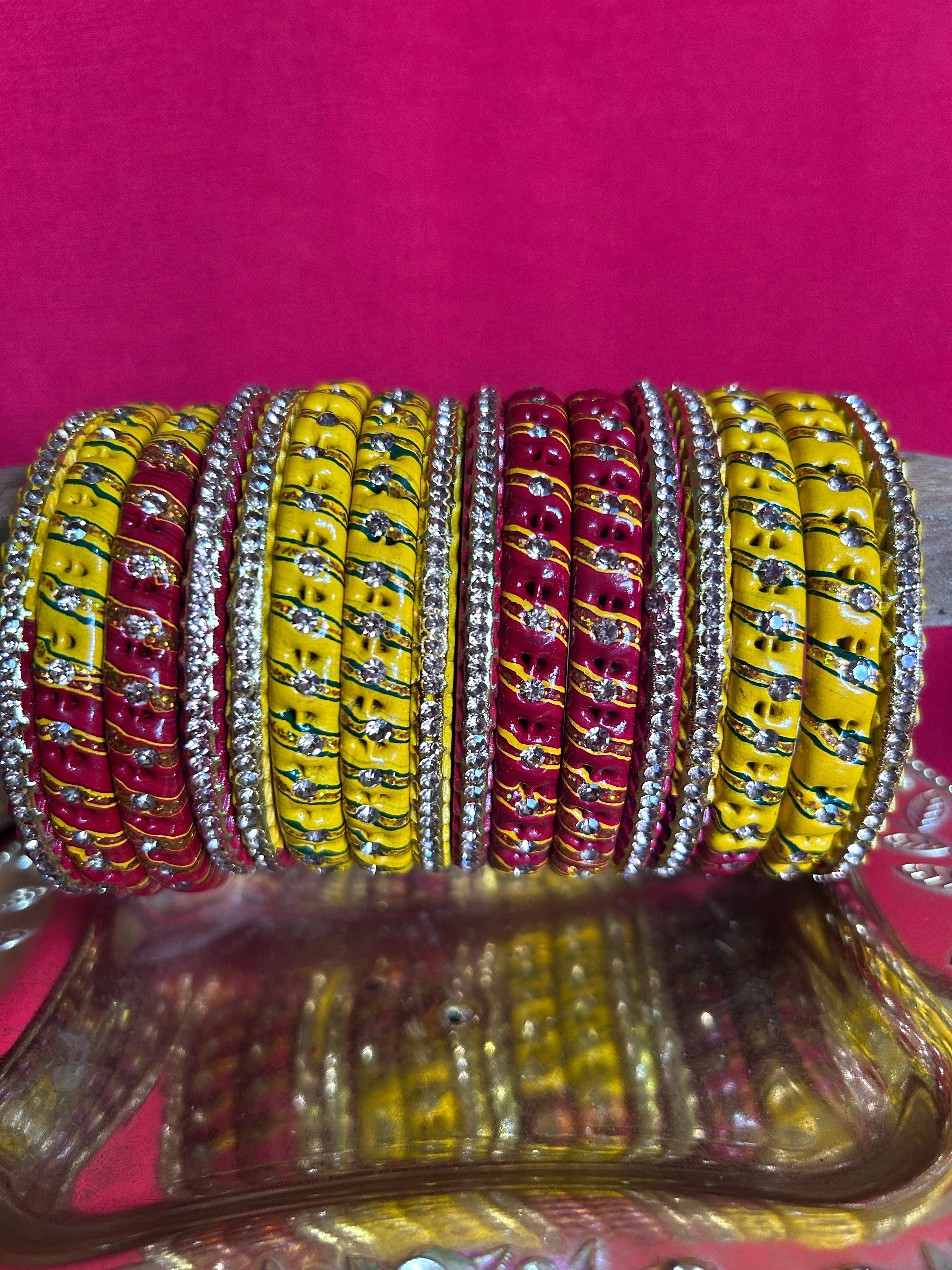 Royal Red & Yellow Designer Bangles Set