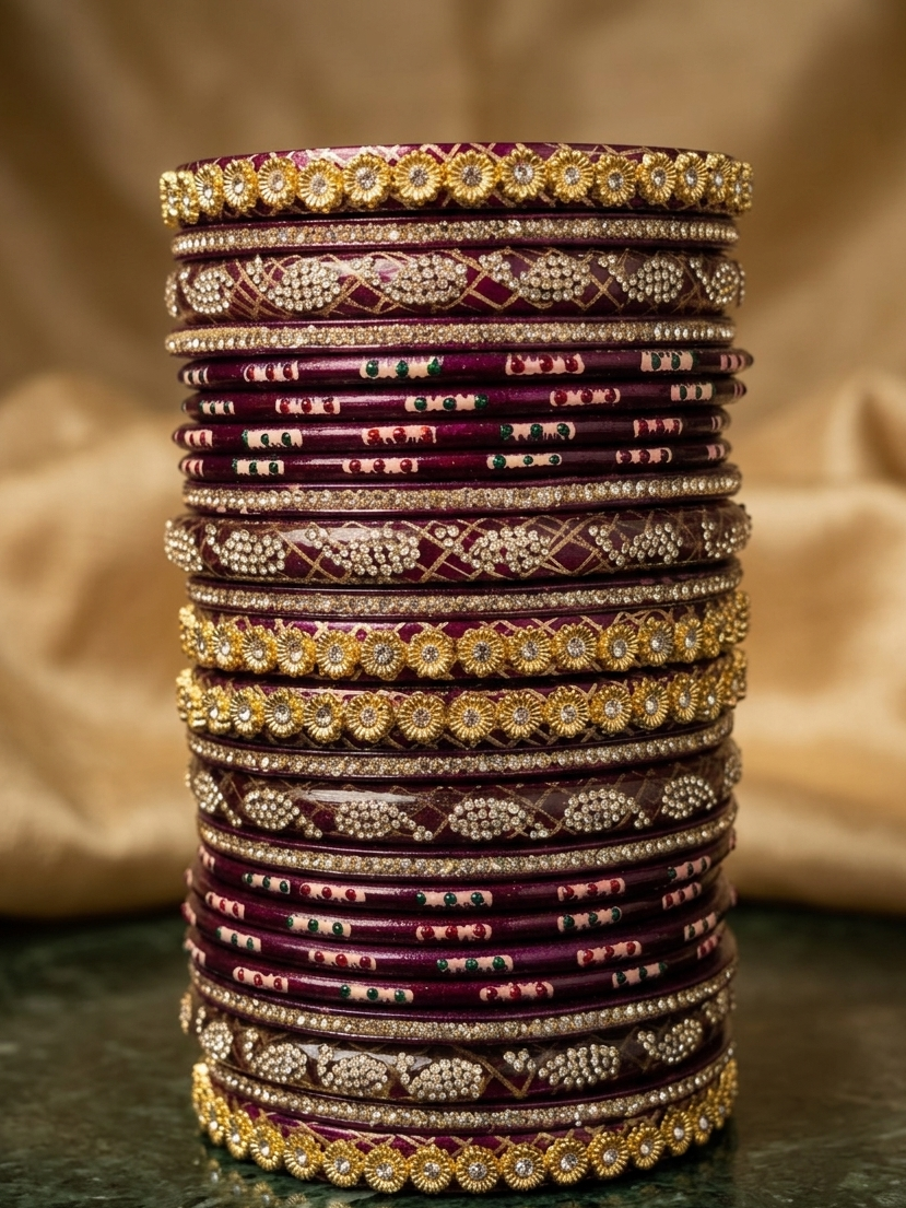 Exquisite Royal Purple Bridal Chooda Set