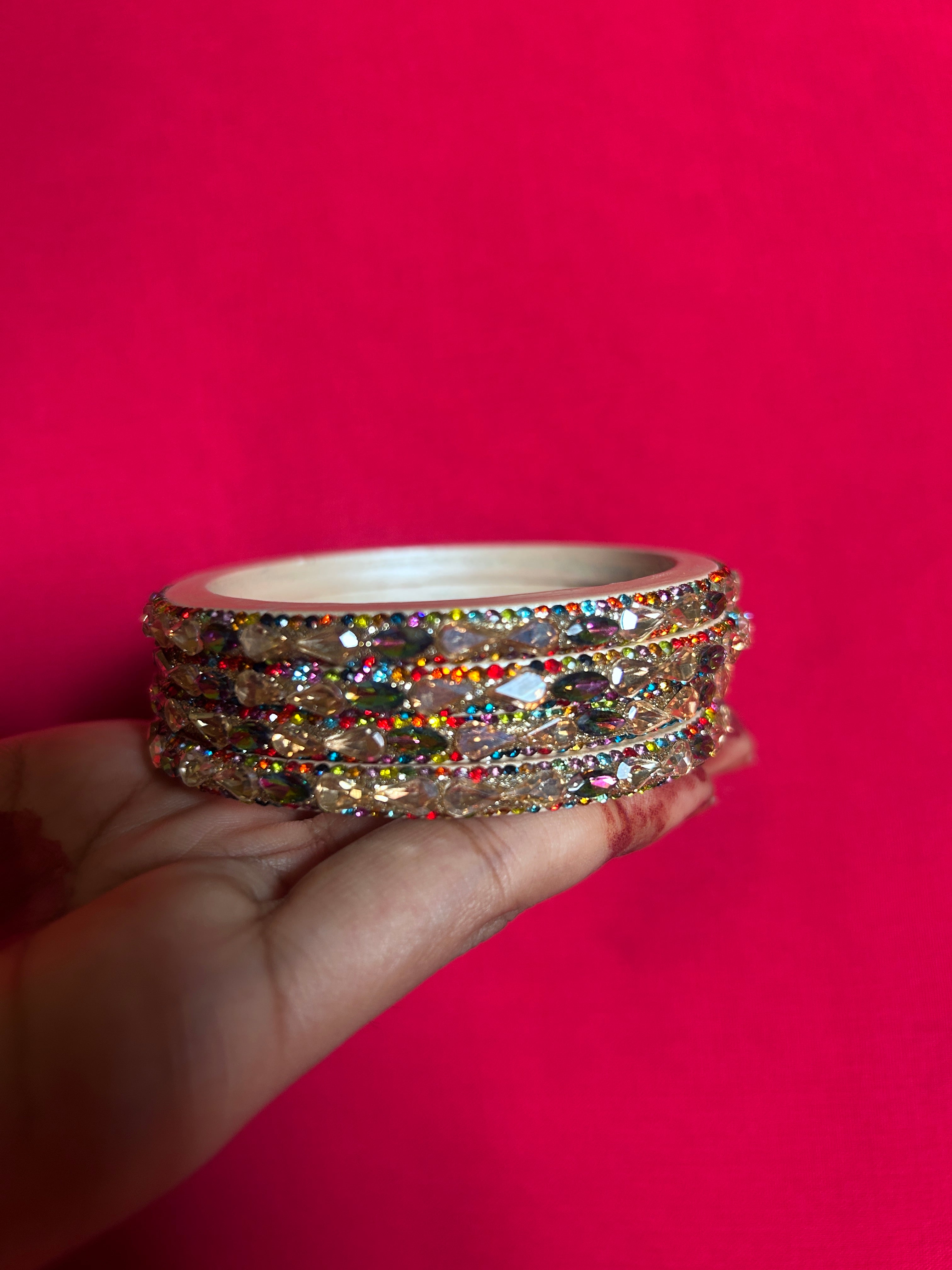 Multicolor Shimmering Designer Lah Bangles Set