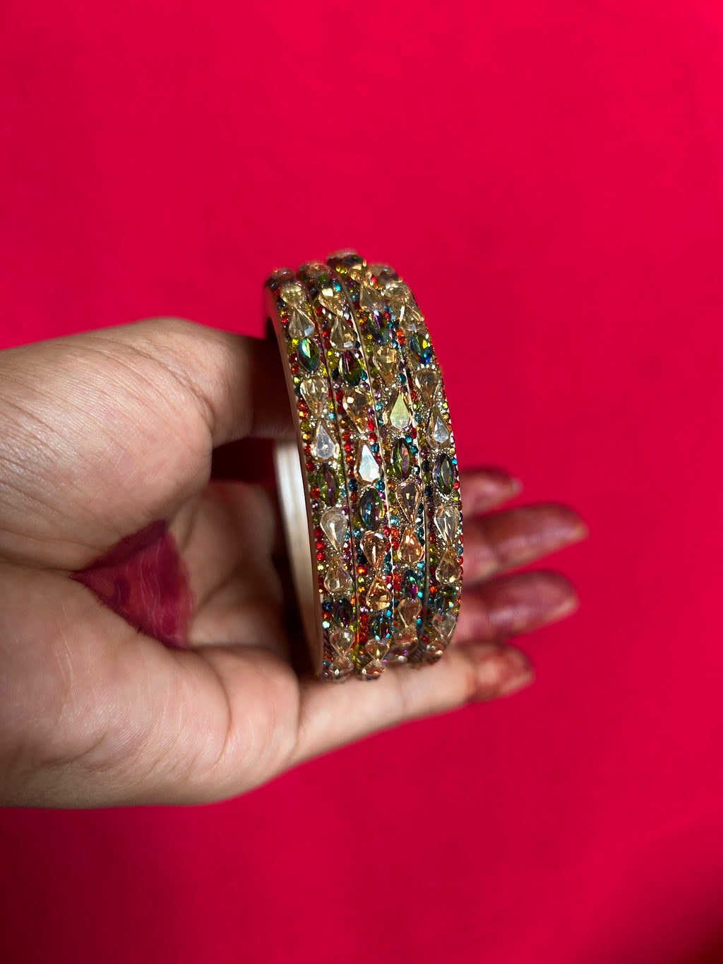 Multicolor Shimmering Designer Lah Bangles Set