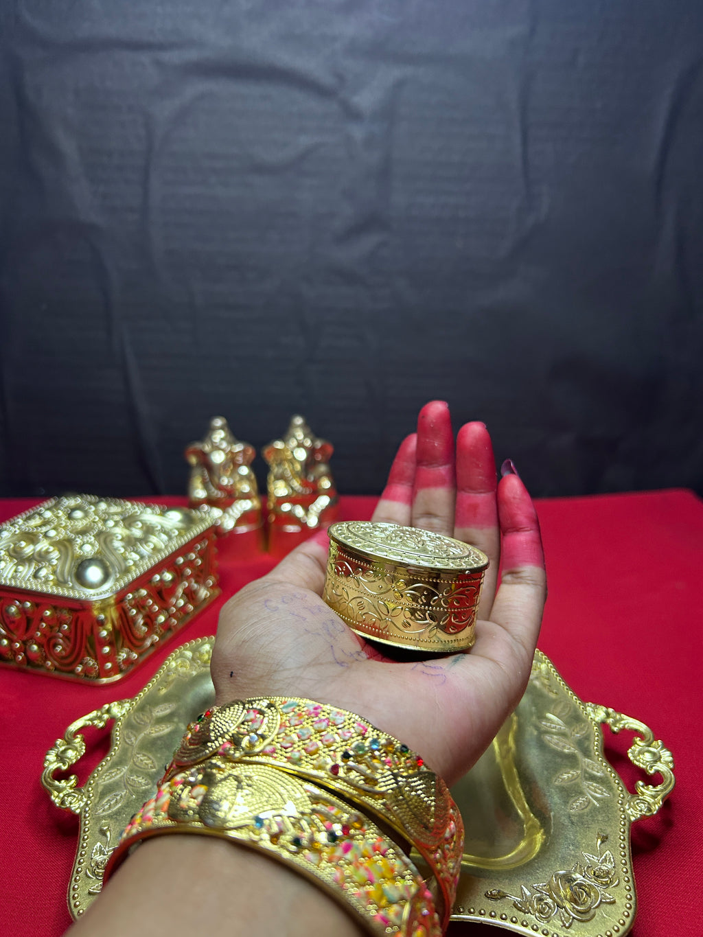 Gold-Plated Traditional Peacock Kada Set