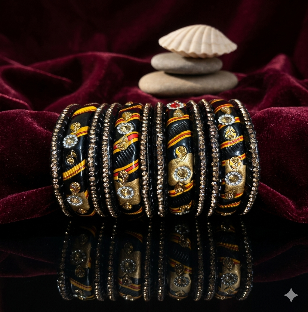Designer Black Lah Bangles Set