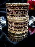 Bridal Designer Chooda Bangles Set - Maroon & Ivory