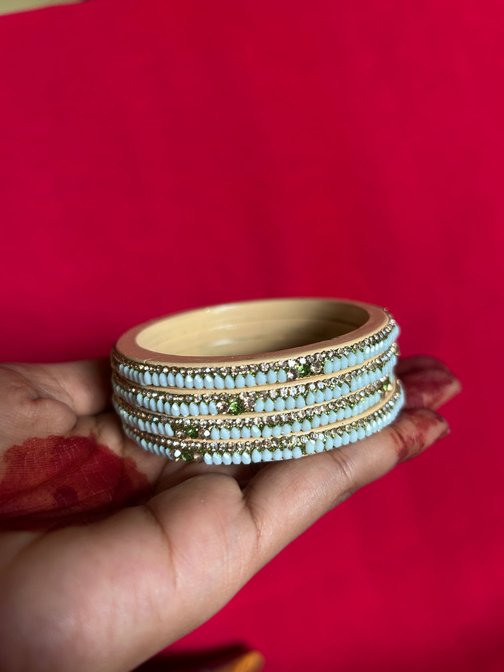 Designer Pastel Blue Lah Bangles Set