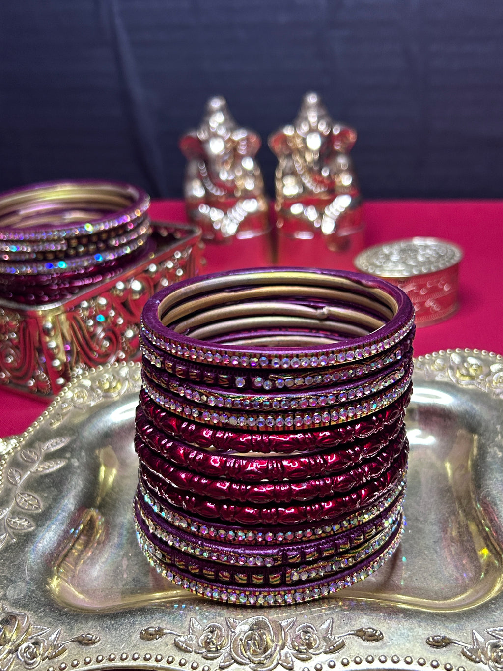Designer Maroon Bridal Bangles Set