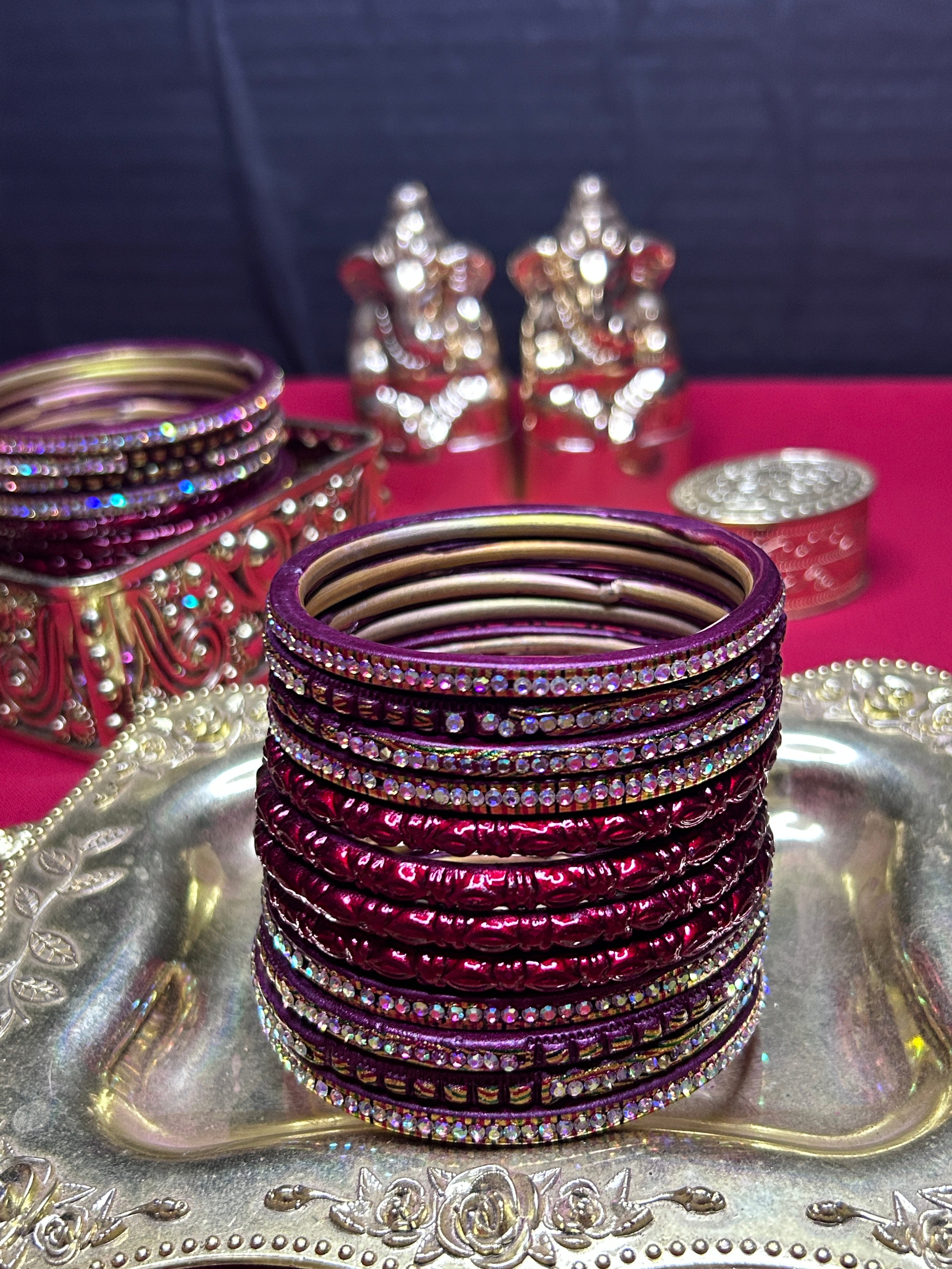 Designer Maroon Bridal Bangles Set