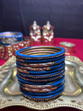 Designer Royal Blue Bangle Set - Blue & Silver