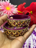 Designer Lah Kada Set - Deep Wine & Gold