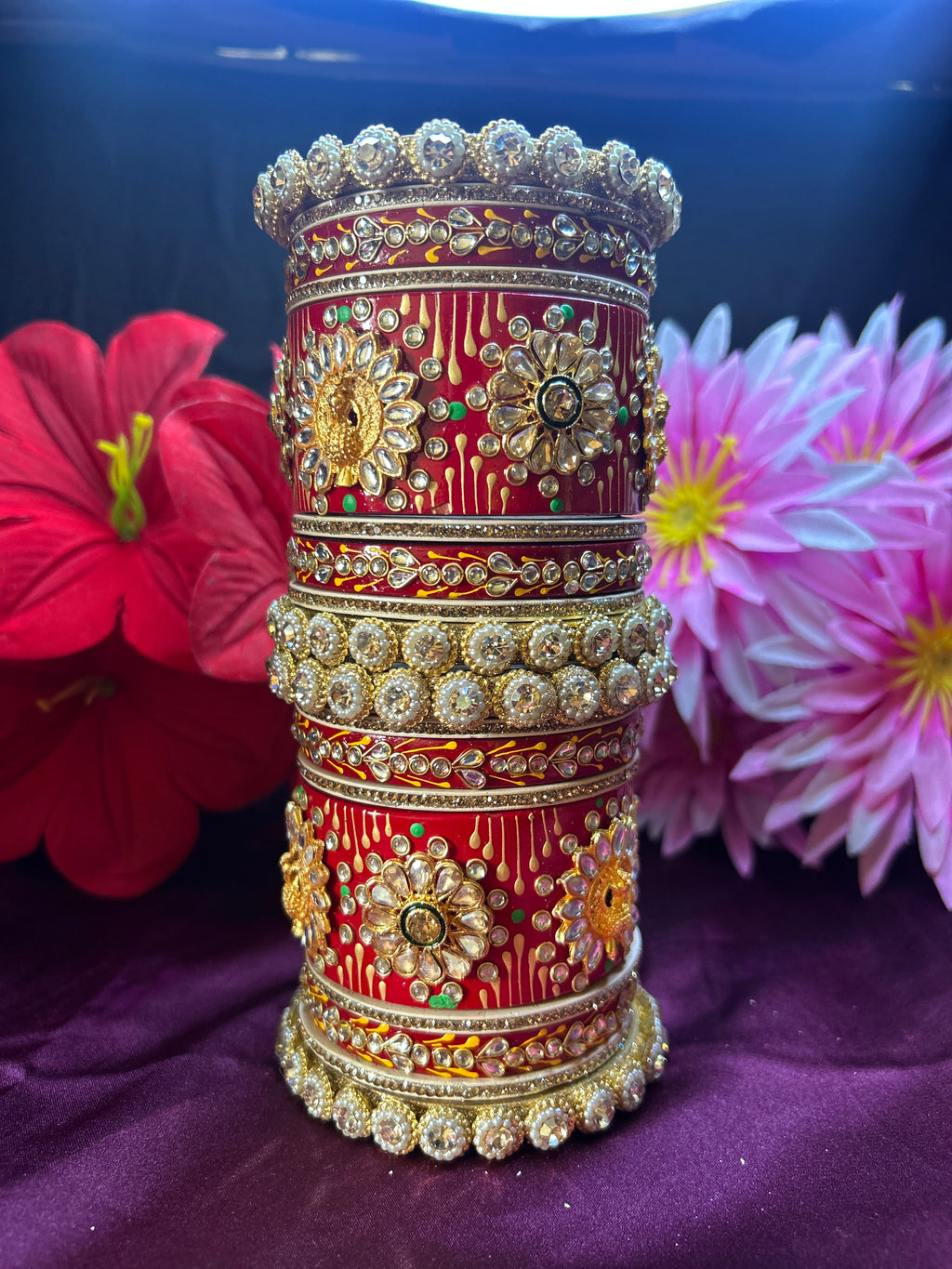 Bridal Maroon & Gold Rajwadi Chooda Set