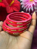 Designer Glossy Pink Bangle Set
