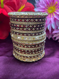 Bridal Designer Chooda Bangles Set - Maroon & Ivory