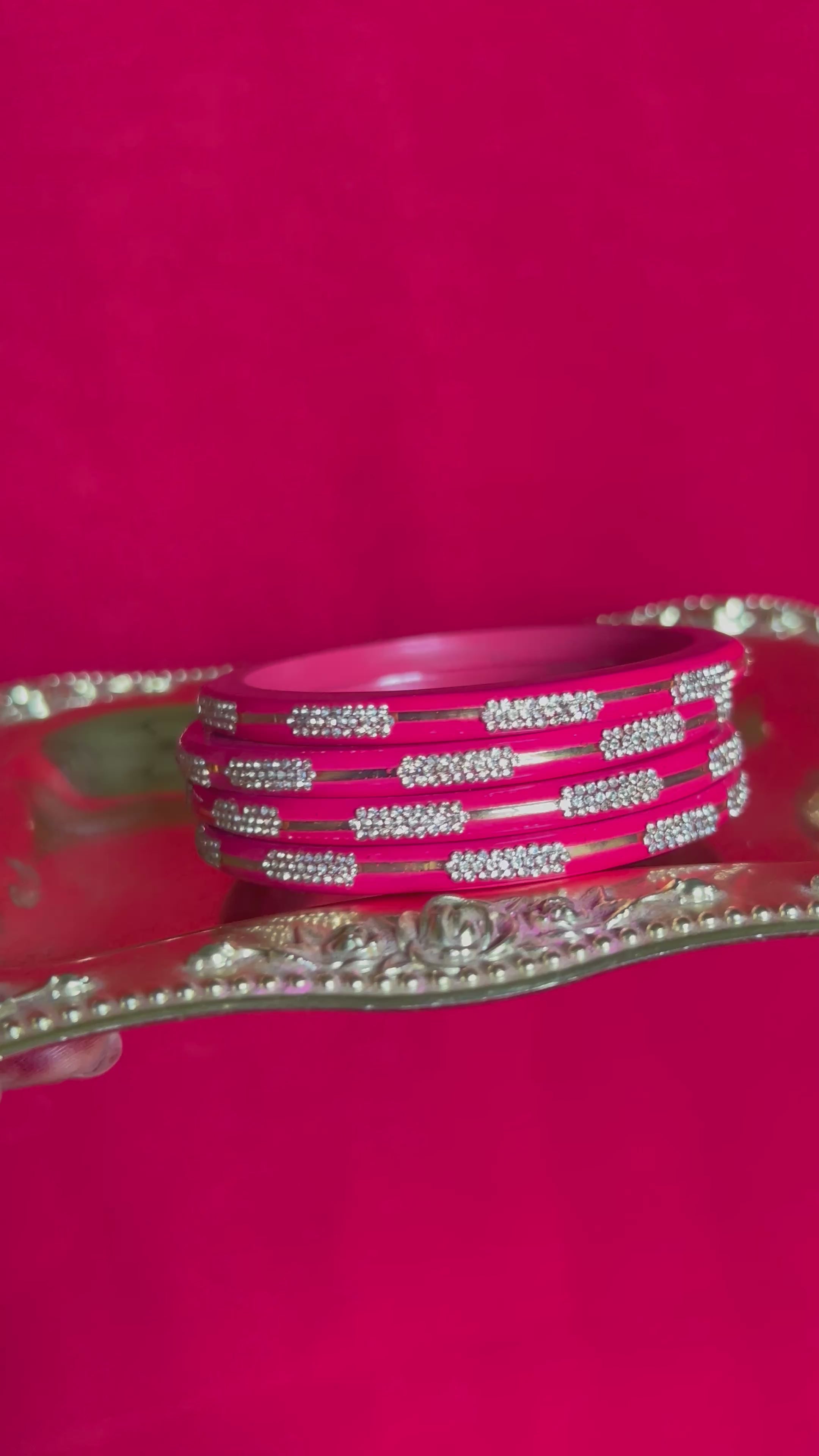 Designer Glossy Pink Bangle Set