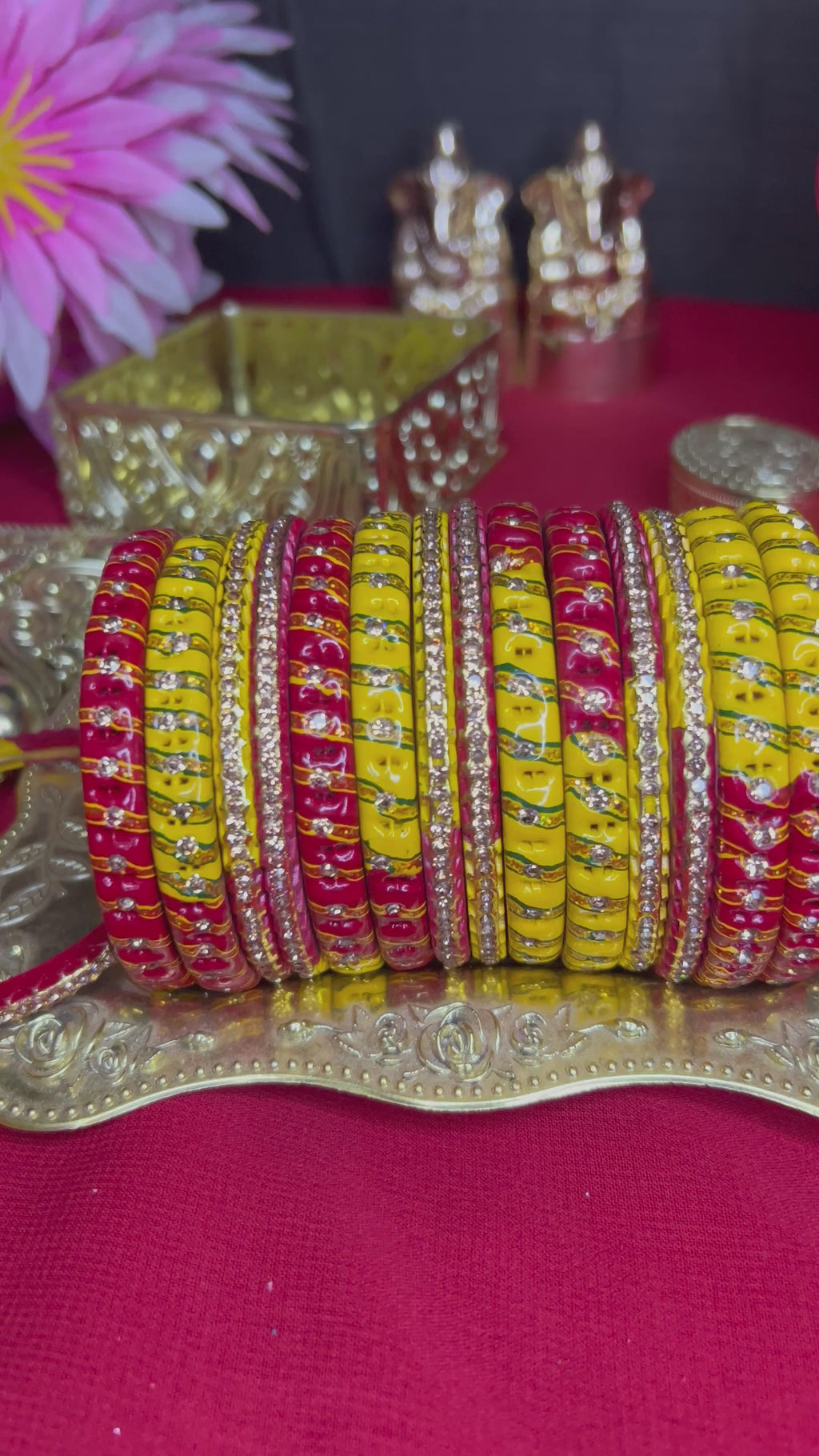 Royal Red & Yellow Designer Bangles Set