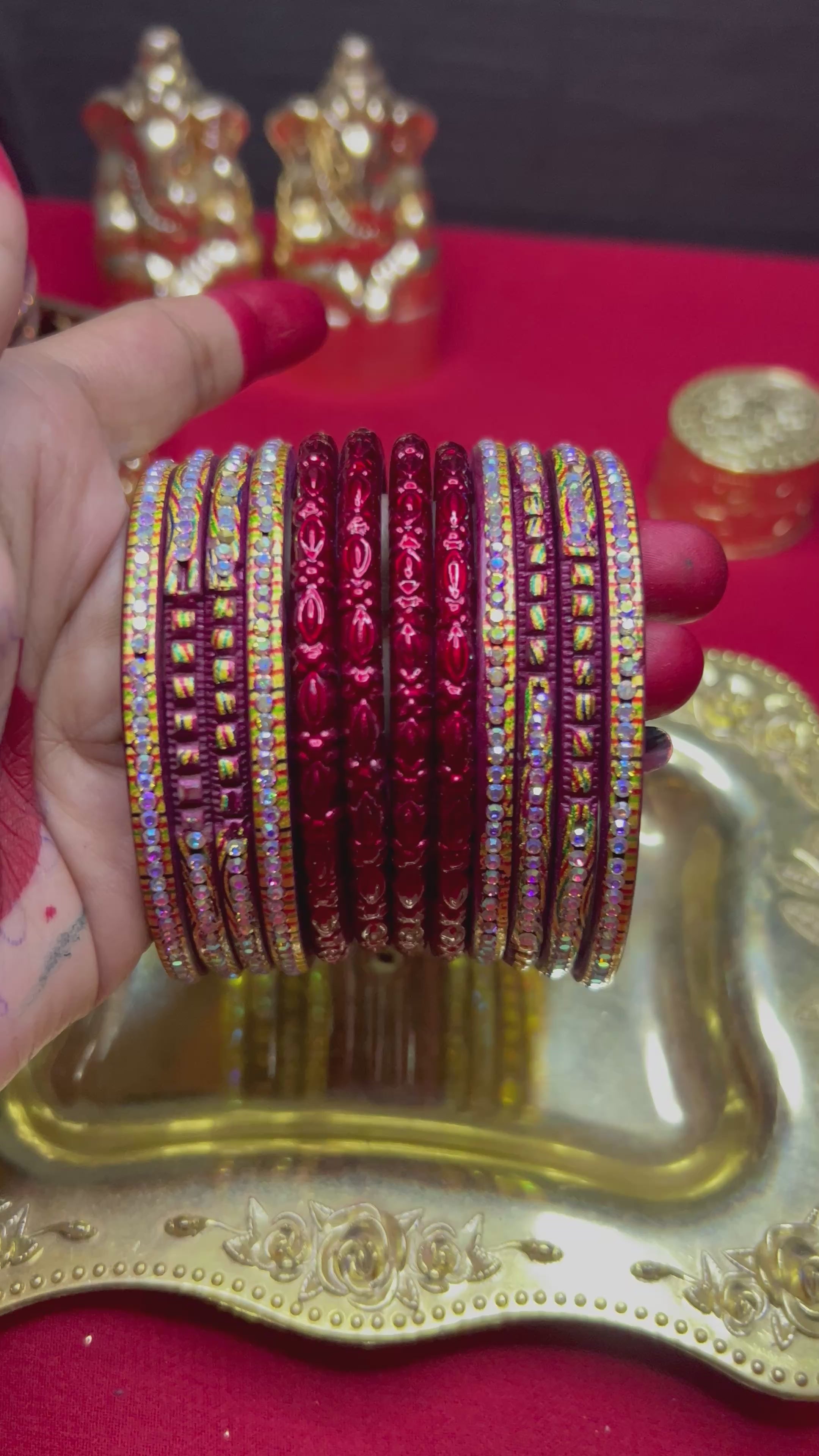 Designer Maroon Bridal Bangles Set