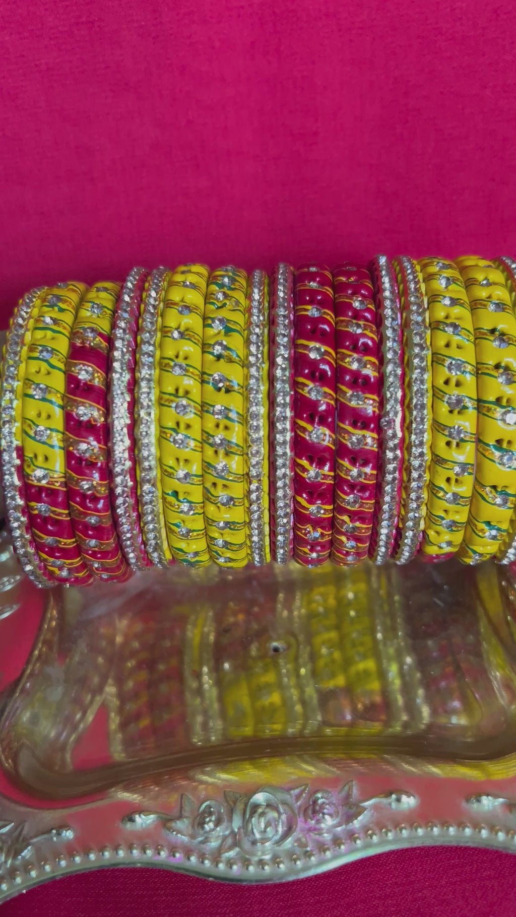 Royal Red & Yellow Designer Bangles Set