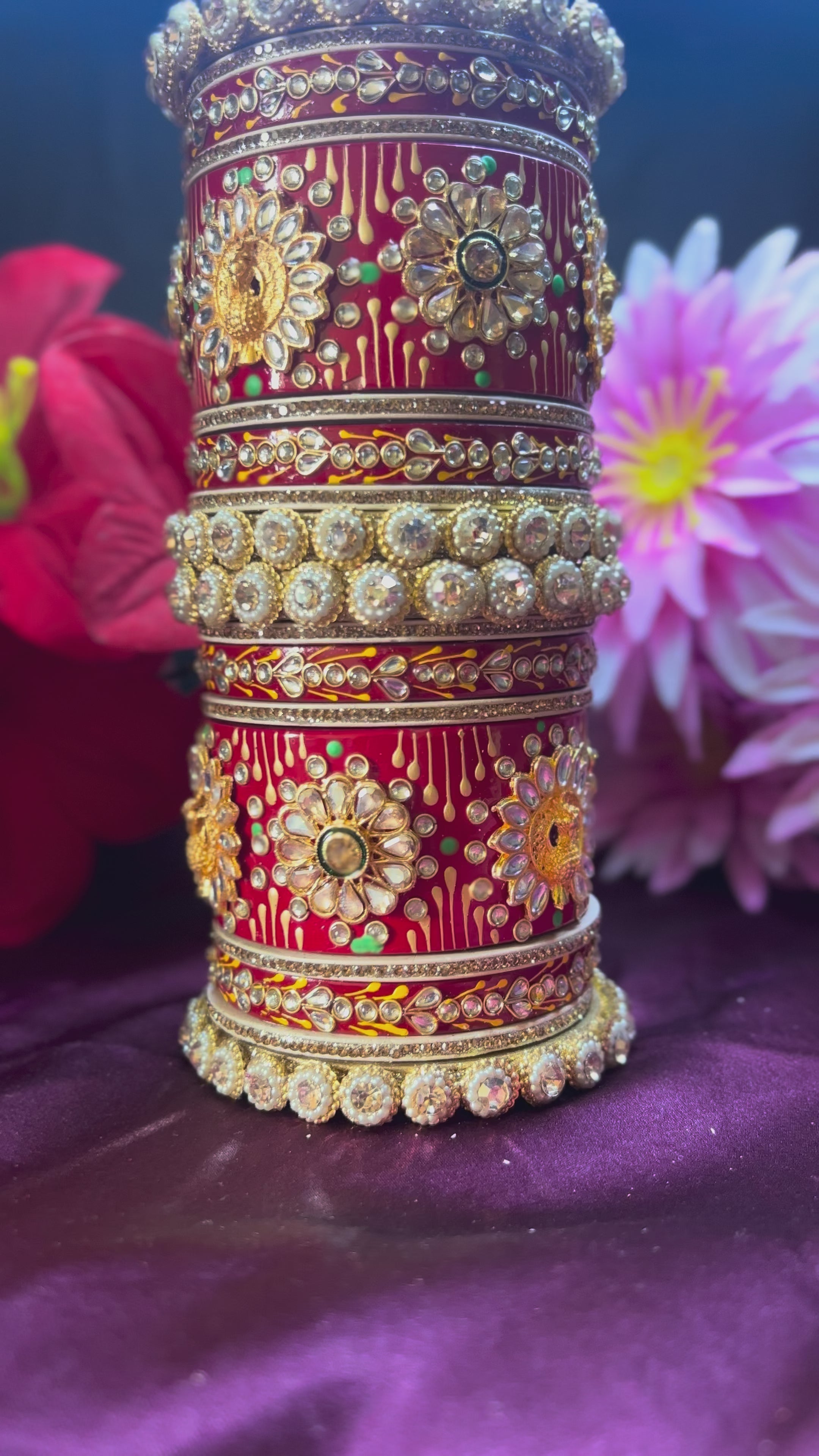 Bridal Maroon & Gold Rajwadi Chooda Set