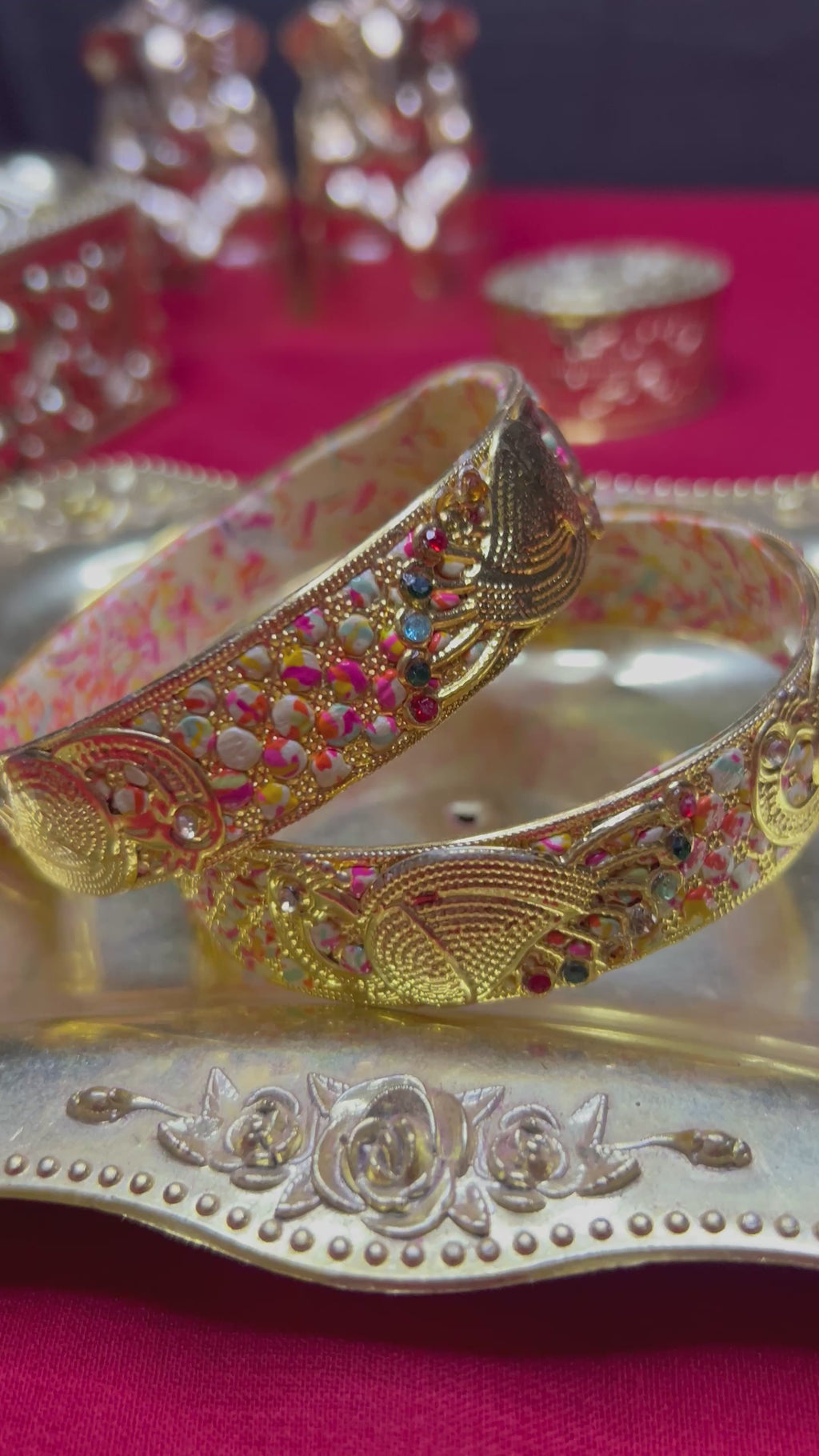 Gold-Plated Traditional Peacock Kada Set