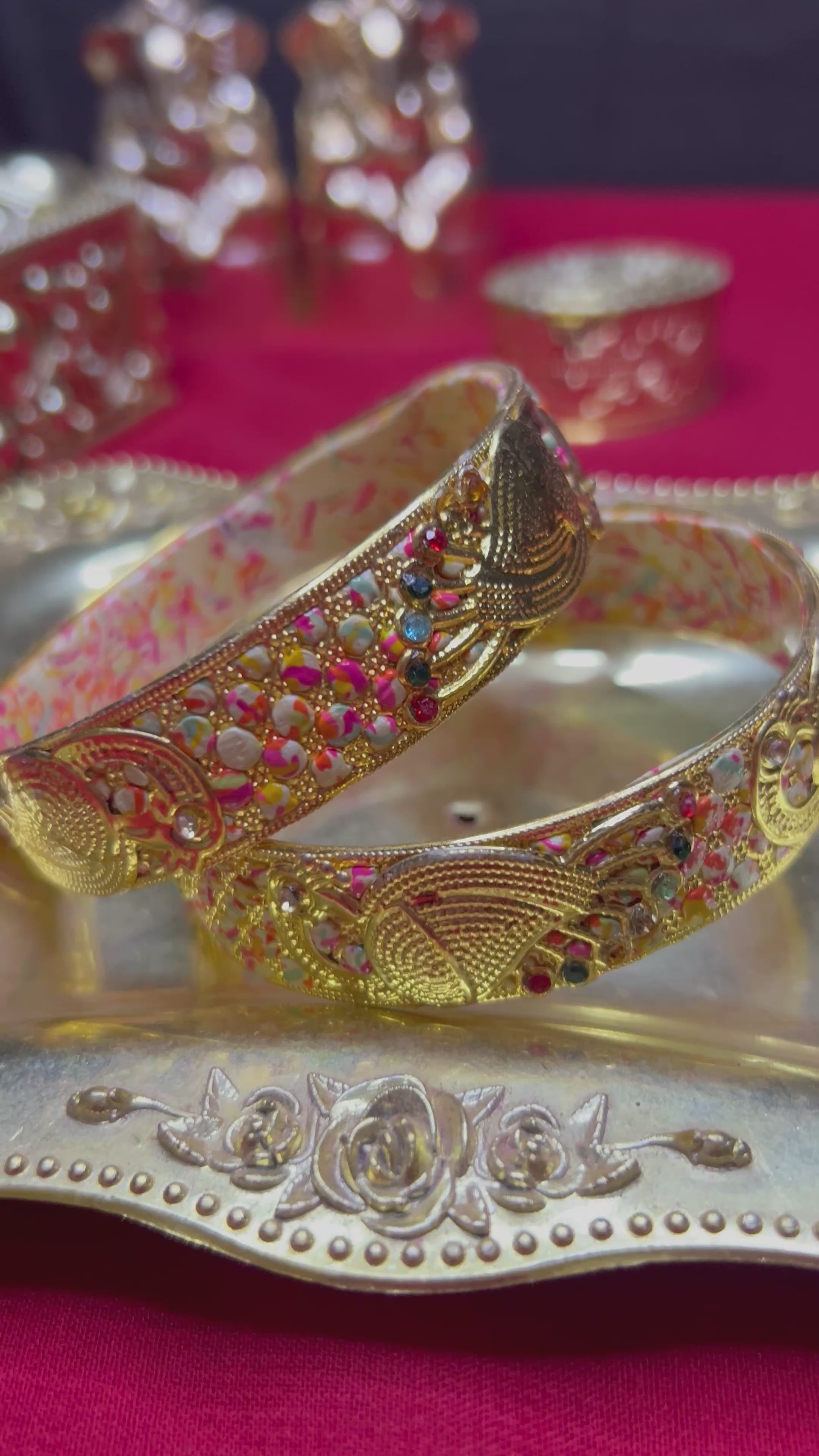 Gold-Plated Traditional Peacock Kada Set