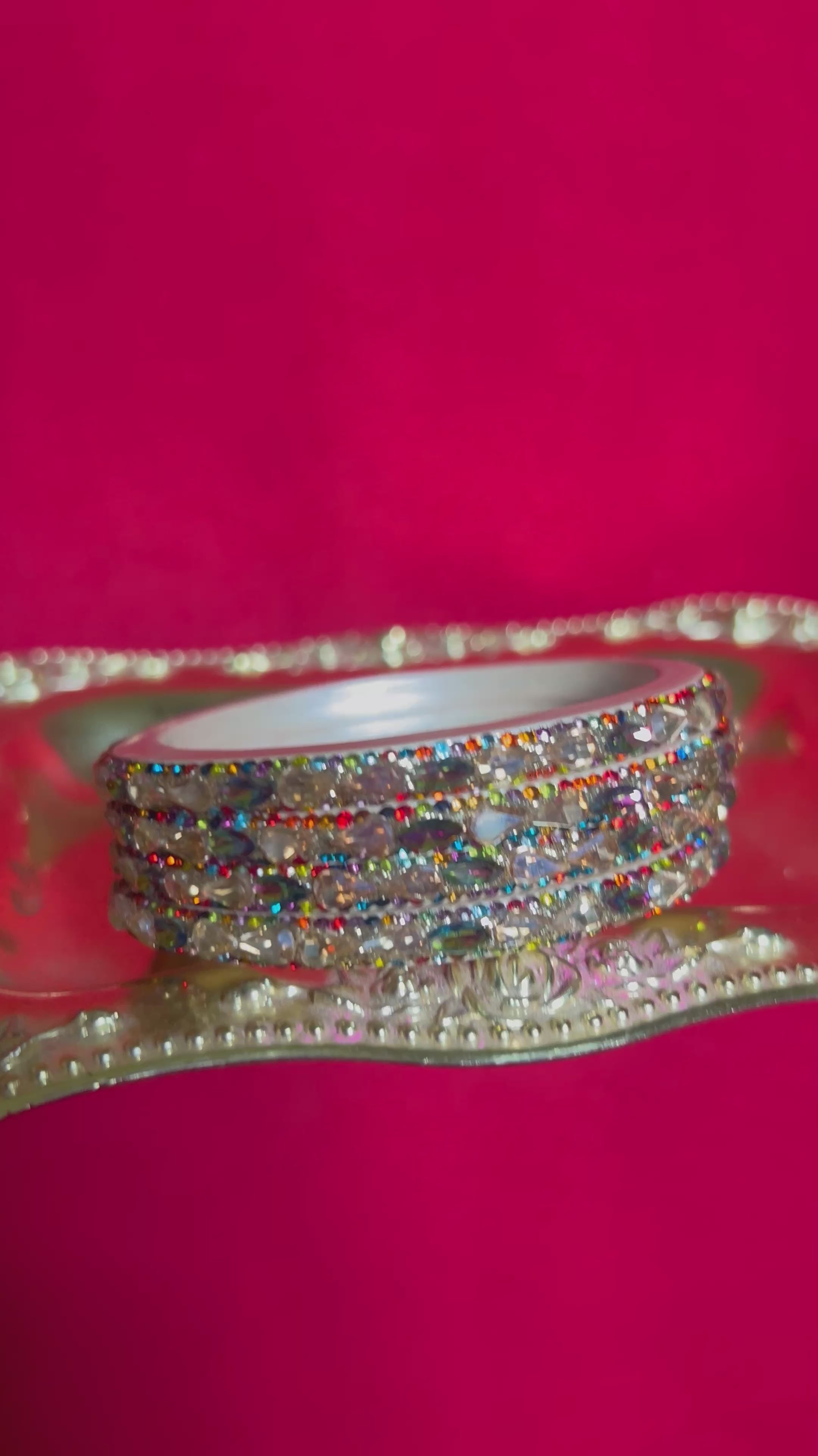 Multicolor Shimmering Designer Lah Bangles Set