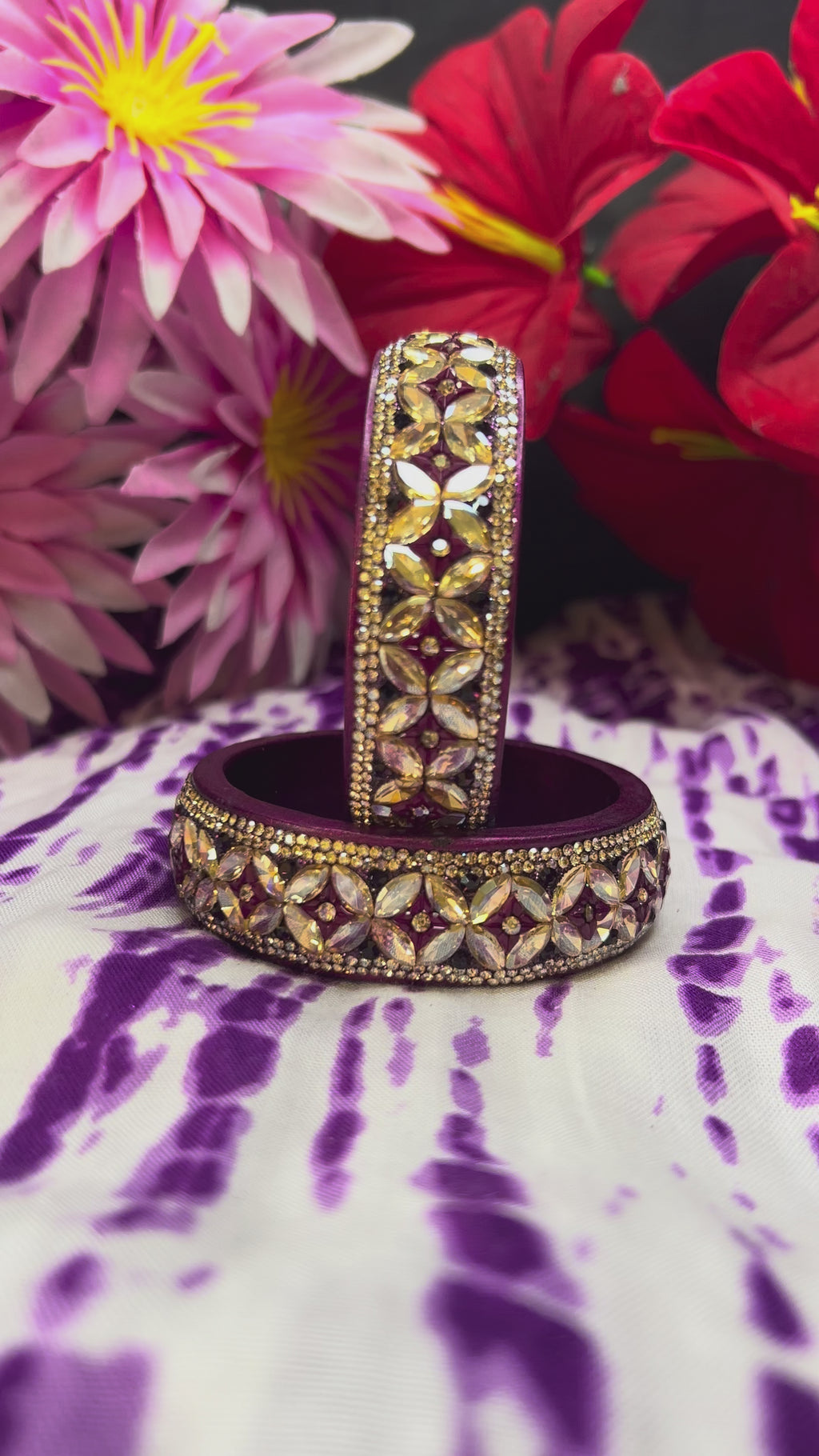 Designer Lah Kada Set - Deep Wine & Gold