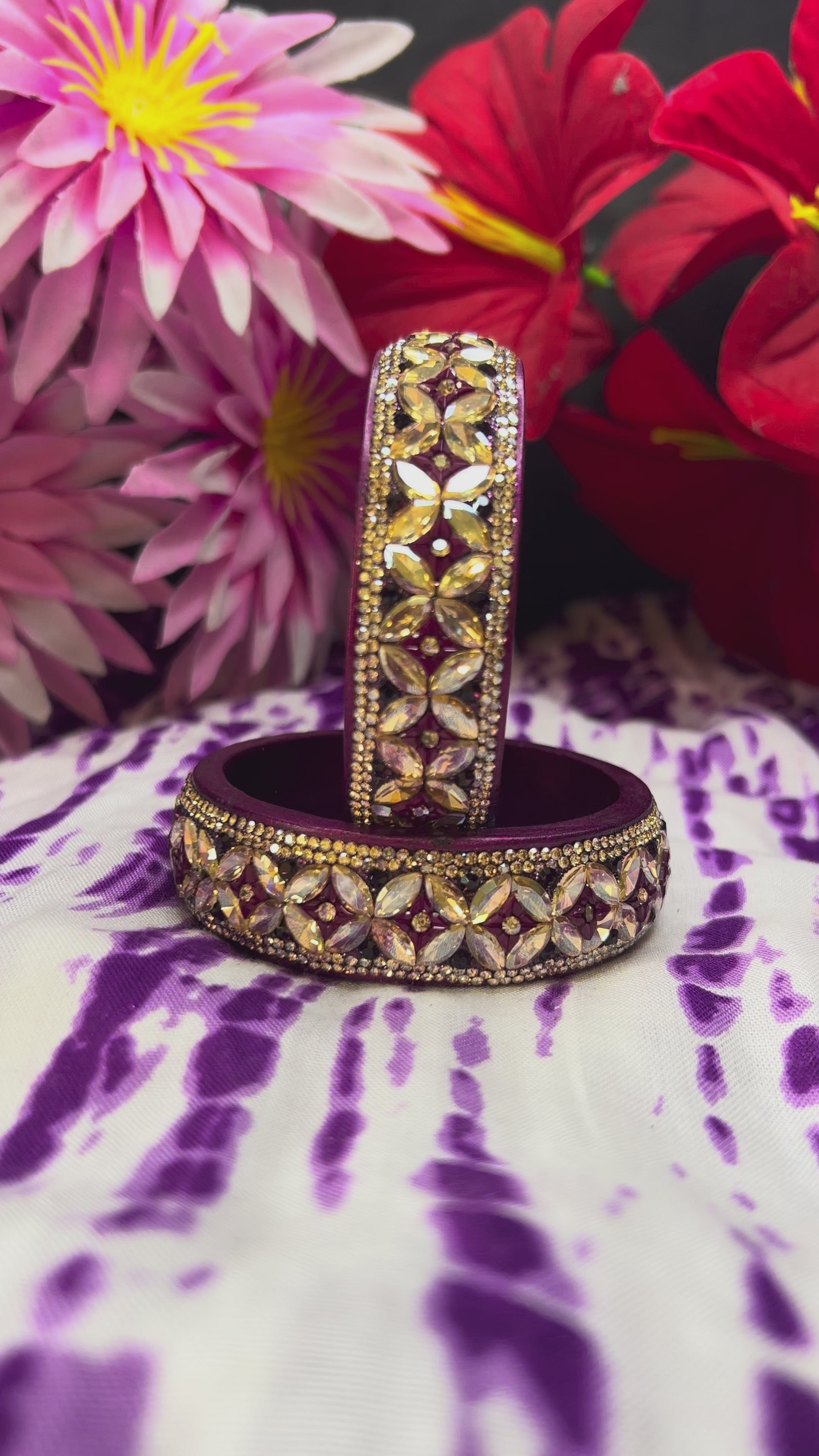 Designer Lah Kada Set - Deep Wine & Gold