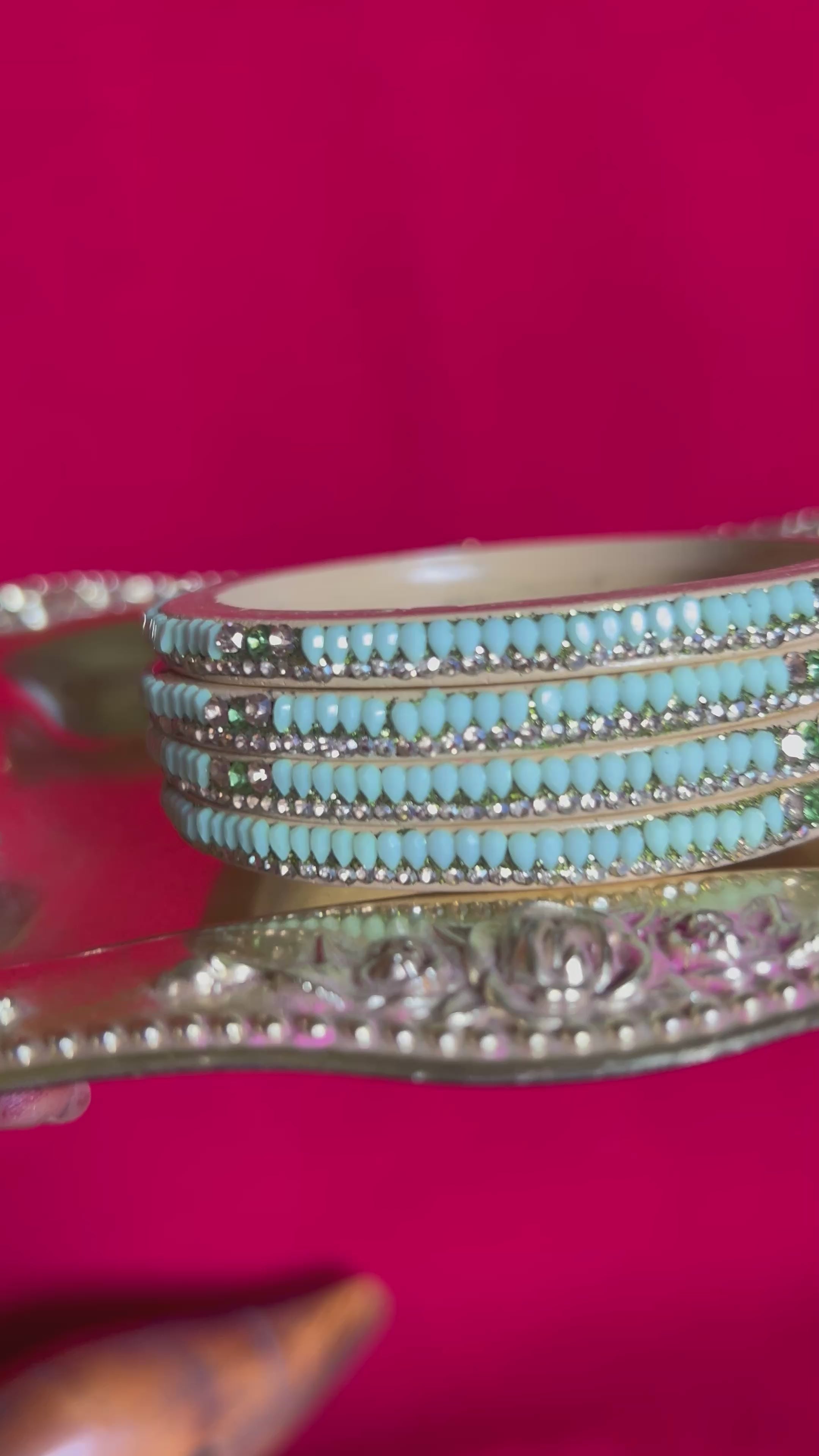 Designer Pastel Blue Lah Bangles Set