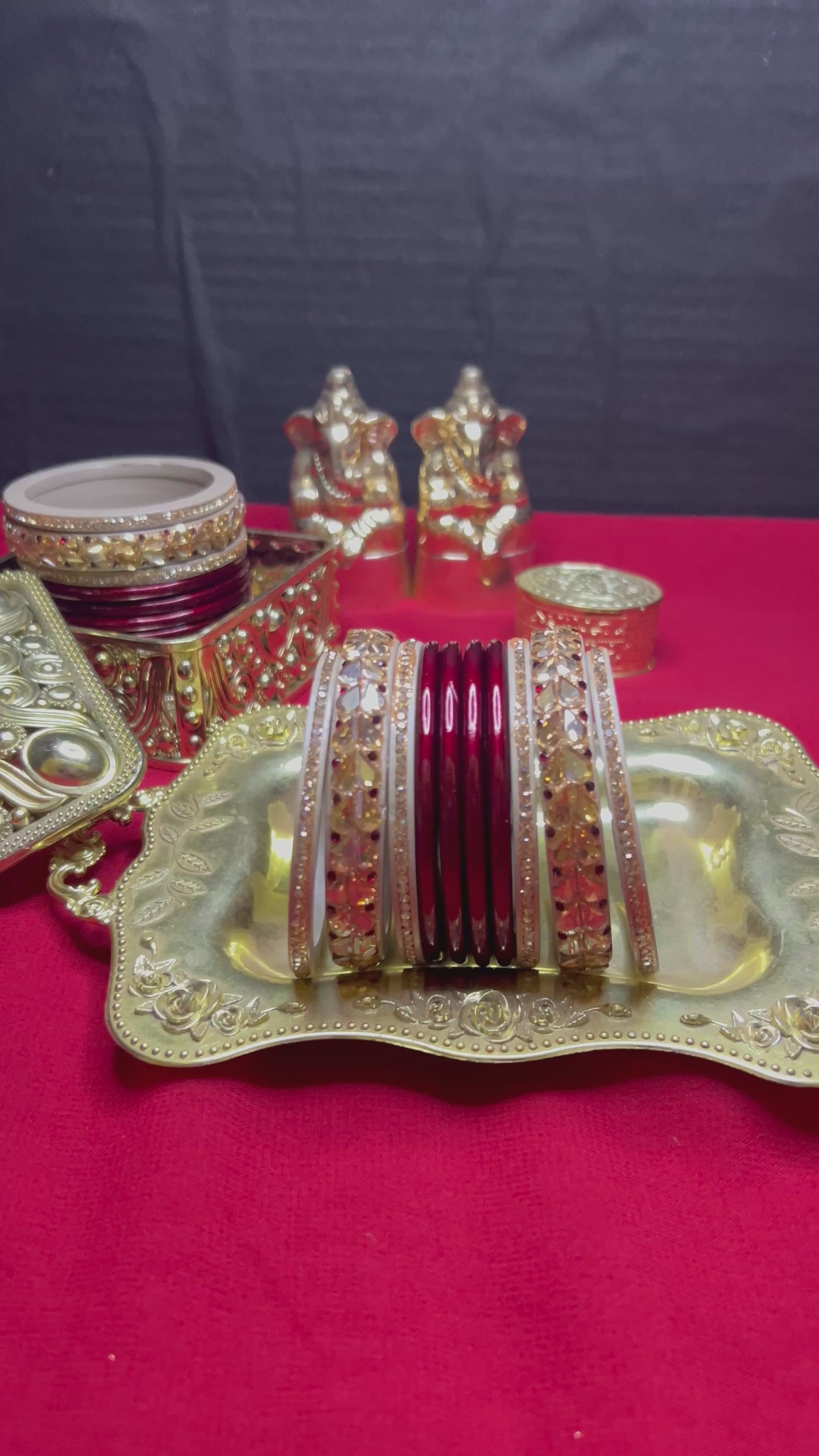 Designer Bridal Chooda Bangle Set - Red & Golden
