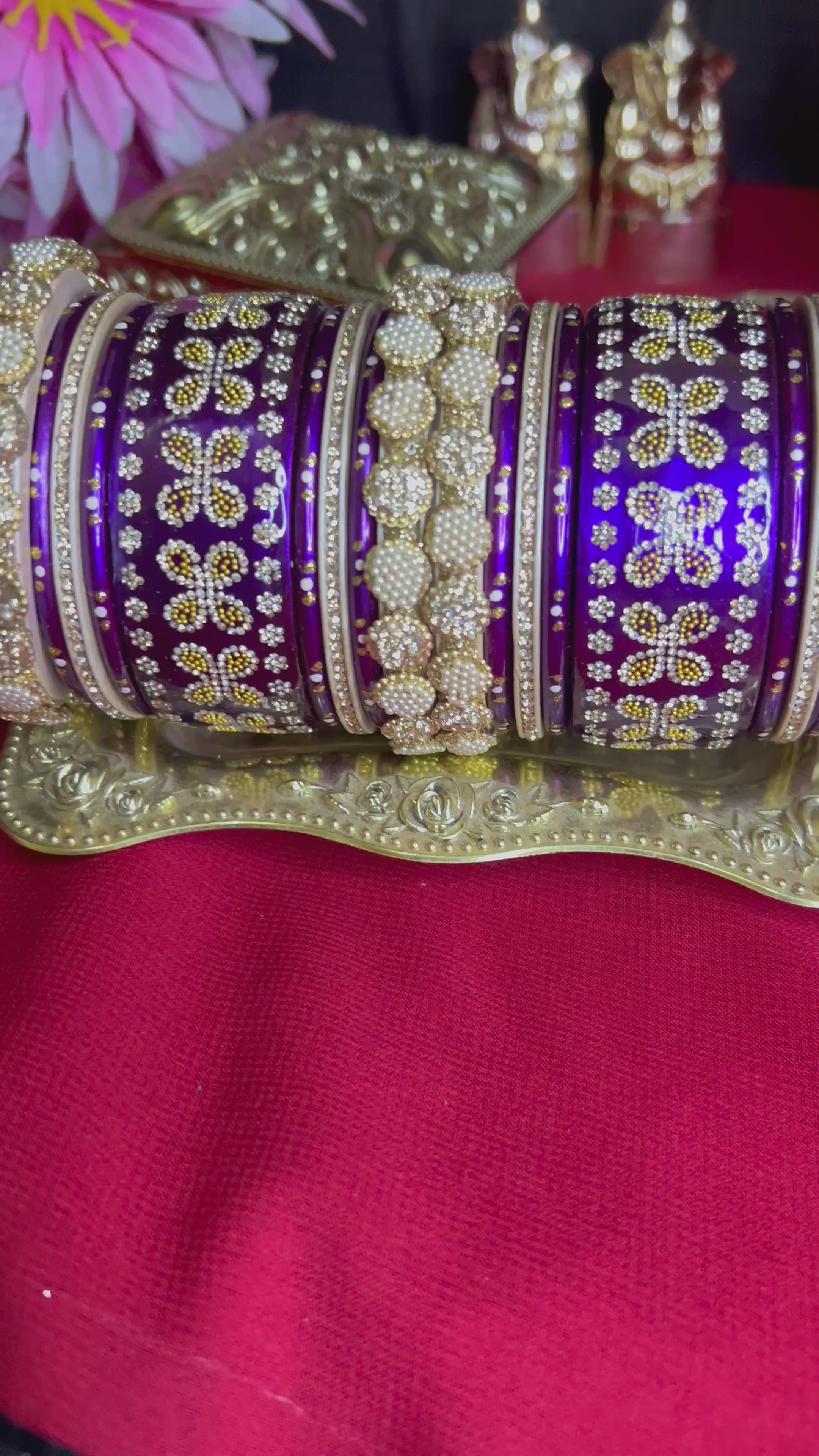 Royal Purple & Gold Designer Bangle Set